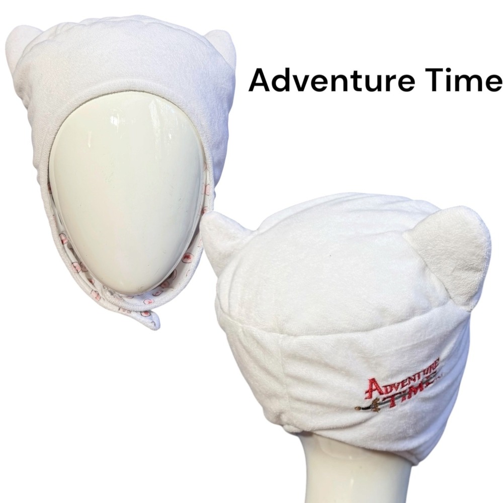 Adventure Time Finn the Human White Fleece Pilot Hat Bear Ears Cartoon Network